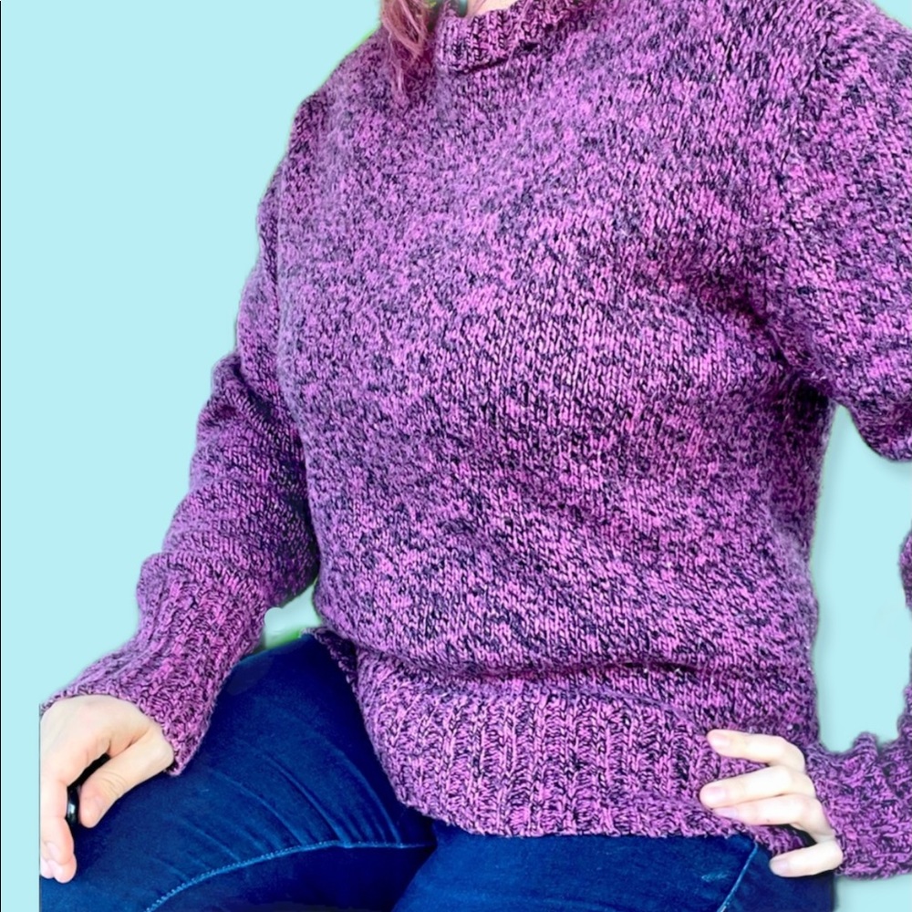 Woolrich pink purple black marbled sweater size medium